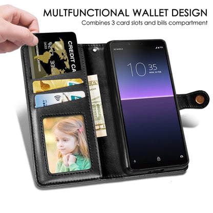 For Sony Xperia 10 II Retro Solid Color Leather Buckle Phone Case with Lanyard & Photo Frame & Card Slot & Wallet & Stand Function, For Sony Xperia 10 II