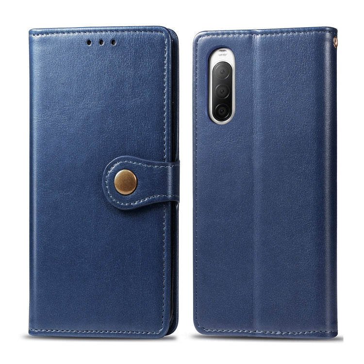 For Sony Xperia 10 II Retro Solid Color Leather Buckle Phone Case with Lanyard & Photo Frame & Card Slot & Wallet & Stand Function, For Sony Xperia 10 II