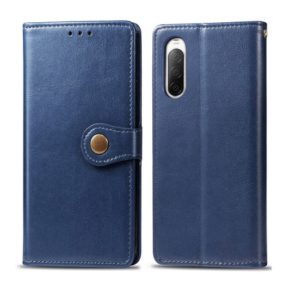 For Sony Xperia 10 II Retro Solid Color Leather Buckle Phone Case with Lanyard & Photo Frame & Card Slot & Wallet & Stand Function, For Sony Xperia 10 II