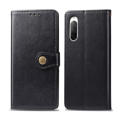 For Sony Xperia 10 II Retro Solid Color Leather Buckle Phone Case with Lanyard & Photo Frame & Card Slot & Wallet & Stand Function