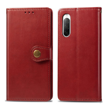 For Sony Xperia 10 II Retro Solid Color Leather Buckle Phone Case with Lanyard & Photo Frame & Card Slot & Wallet & Stand Function, For Sony Xperia 10 II