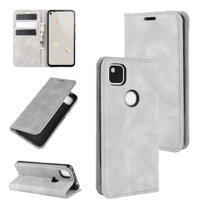 For Google Pixel 4a Retro-skin Business Magnetic Suction Leather Case with Holder & Card Slots & Wallet