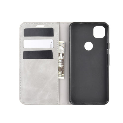 For Google Pixel 4a Retro-skin Business Magnetic Suction Leather Case with Holder & Card Slots & Wallet