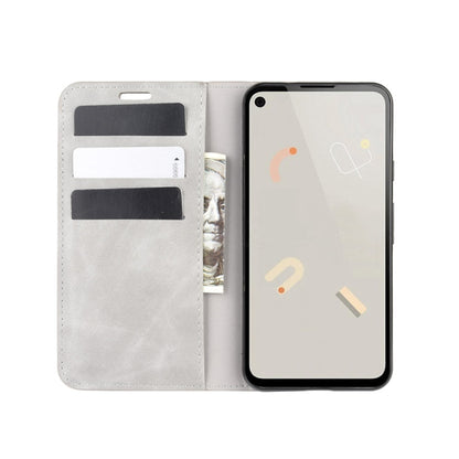 For Google Pixel 4a Retro-skin Business Magnetic Suction Leather Case with Holder & Card Slots & Wallet