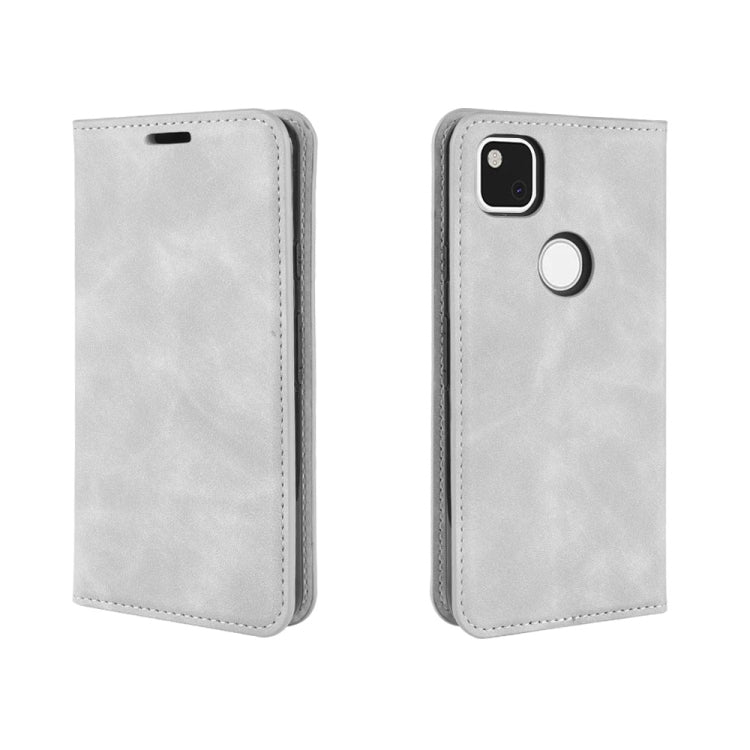 For Google Pixel 4a Retro-skin Business Magnetic Suction Leather Case with Holder & Card Slots & Wallet