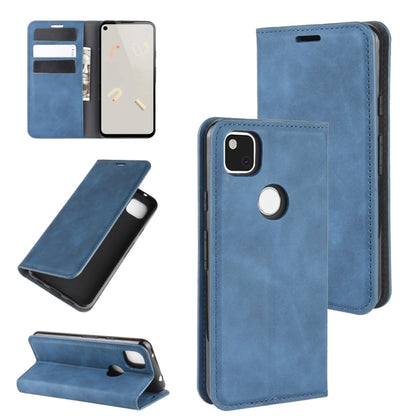 For Google Pixel 4a Retro-skin Business Magnetic Suction Leather Case with Holder & Card Slots & Wallet