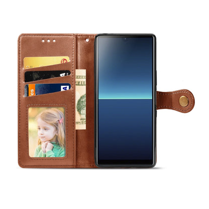 For Sony Xperia L4 Retro Solid Color Leather Buckle Phone Case with Lanyard & Photo Frame & Card Slot & Wallet & Stand Function