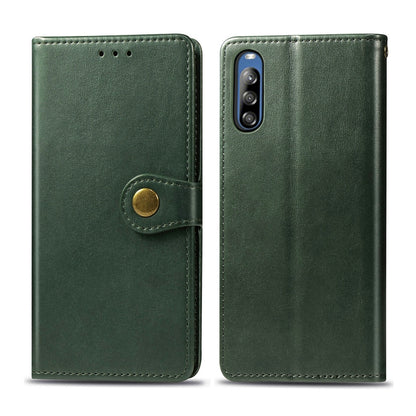 For Sony Xperia L4 Retro Solid Color Leather Buckle Phone Case with Lanyard & Photo Frame & Card Slot & Wallet & Stand Function