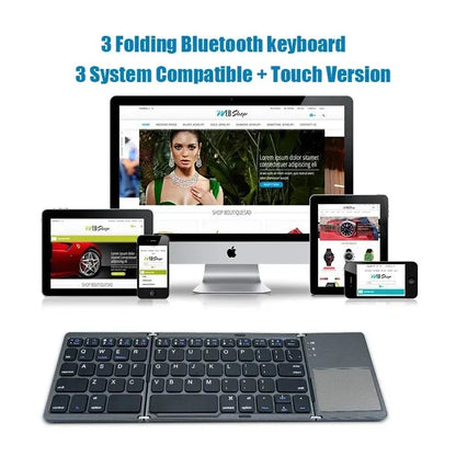 Wireless Folding Bluetooth Keyboard with Touchpad for Multi-Device Compatibility