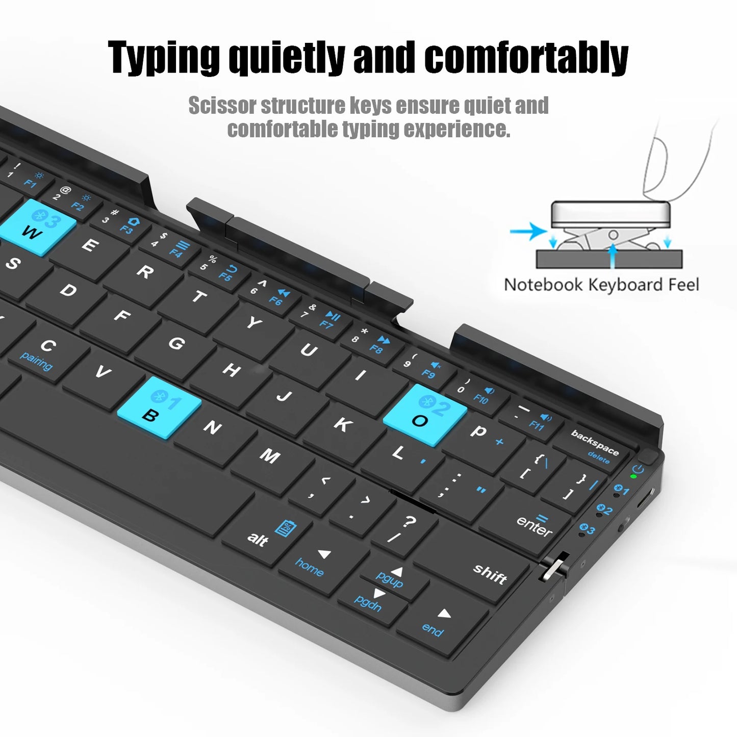 Folding Mini Wireless Bluetooth Keyboard with Magnetic Stand