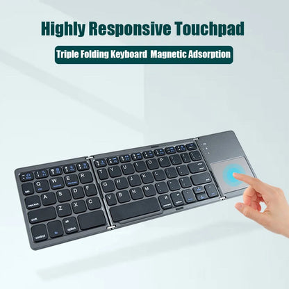 Wireless Folding Bluetooth Keyboard with Touchpad for Multi-Device Compatibility