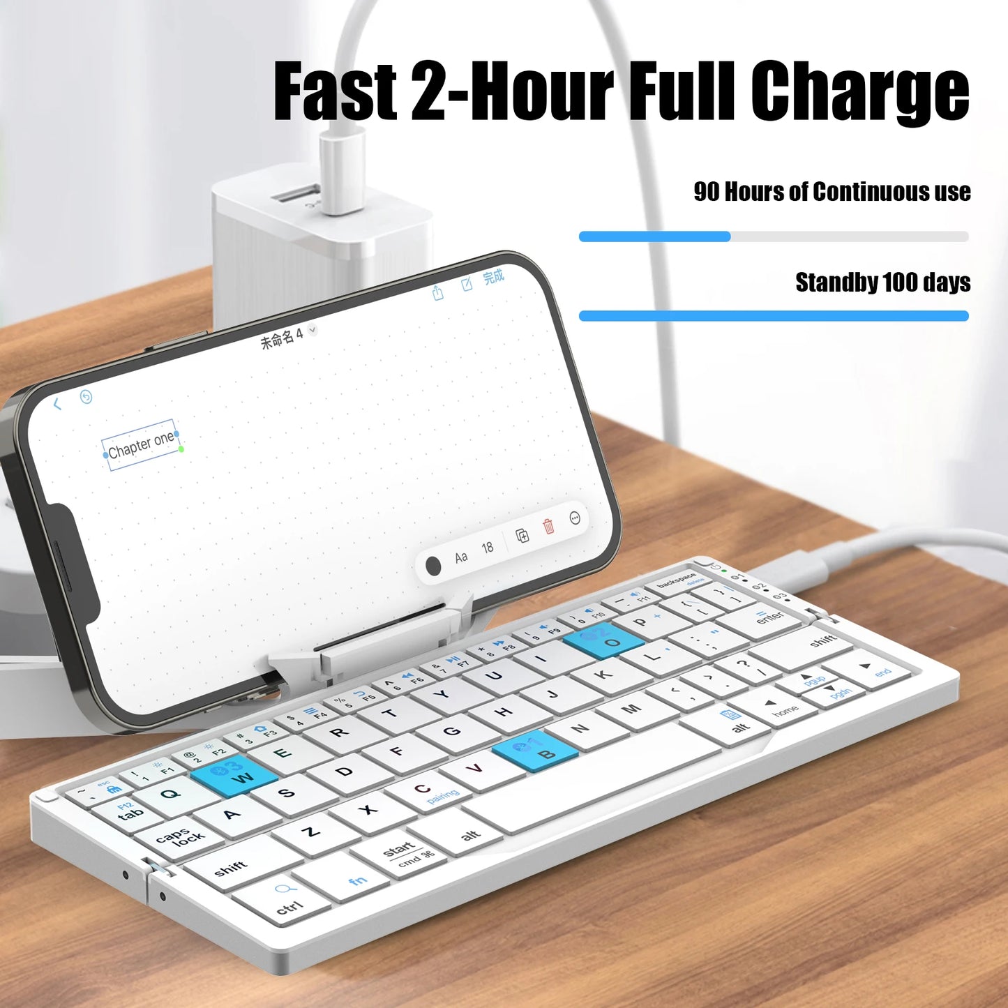 Folding Mini Wireless Bluetooth Keyboard with Magnetic Stand