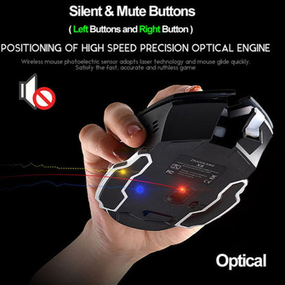 FREEDOM-WOLF X8 2400 DPI 6 Keys 2.4G Wireless Charging Silent Luminous Gaming Mechanical Mouse, X8 Black, X8 Metal Grey, X8 Star Black