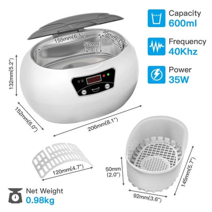 35W 600ml Mini Ultrasonic Cleaner Glasses Jewelry Household Ultrasonic Cleaner