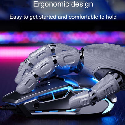 Inphic W-02 6 Keys Home Office Luminous Macro Programming USB Computer Mechanical Game Wired Mouse, W-02 (Metallic Gray)