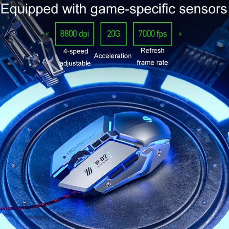 Inphic W-02 6 Keys Home Office Luminous Macro Programming USB Computer Mechanical Game Wired Mouse, W-02 (Metallic Gray)