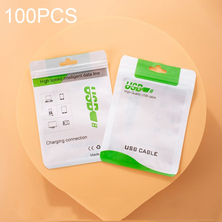 100 PCS Data Cable Packaging Bag Plastic Sealing Bag, 10.5x15cm, 8x14cm