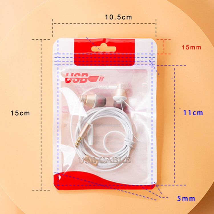100 PCS Data Cable Packaging Bag Plastic Sealing Bag, 10.5x15cm, 8x14cm