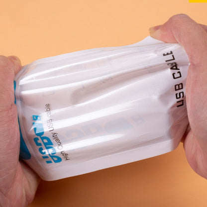 100 PCS Data Cable Packaging Bag Plastic Sealing Bag, 10.5x15cm, 8x14cm
