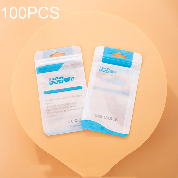 100 PCS Data Cable Packaging Bag Plastic Sealing Bag, 10.5x15cm, 8x14cm