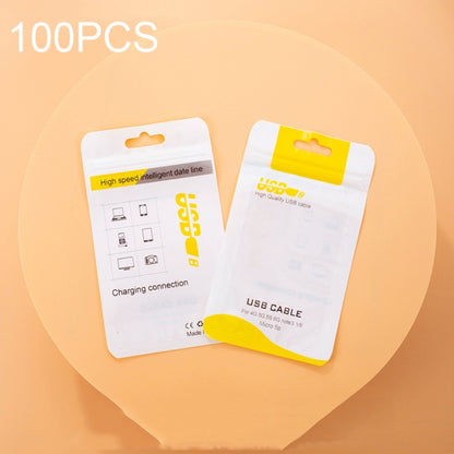 100 PCS Data Cable Packaging Bag Plastic Sealing Bag, 10.5x15cm, 8x14cm