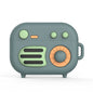 2 PCS Retro Radio Shape Protective Cover Silicone Case for AirPods Pro, Green, Blue Gray, Matcha Green, Pink, Green+Finger Ring
