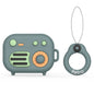 2 PCS Retro Radio Shape Protective Cover Silicone Case for AirPods Pro, Green, Blue Gray, Matcha Green, Pink, Green+Finger Ring