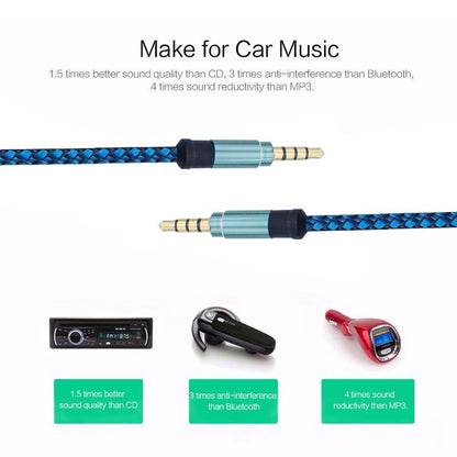 3.5mm Male To Male Car Stereo Gold-Plated Jack AUX Audio Cable For 3.5mm AUX Standard Digital Devices, 3m, 1.5m
