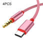 4 PCS 3.5mm To Type-C Audio Cable Microphone Recording Adapter Cable Mobile Phone Live Sound Card Cable, Black, Gold, Pink, Blue