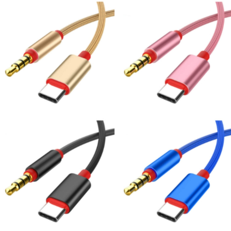 4 PCS 3.5mm To Type-C Audio Cable Microphone Recording Adapter Cable Mobile Phone Live Sound Card Cable, Black, Gold, Pink, Blue
