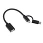 USB 3.0 Female to Micro USB + USB-C / Type-C Male Charging + Transmission OTG Nylon Braided Adapter Cable, Cable Length: 19cm, Golden, Silver, Black, Pink, Blue, Red