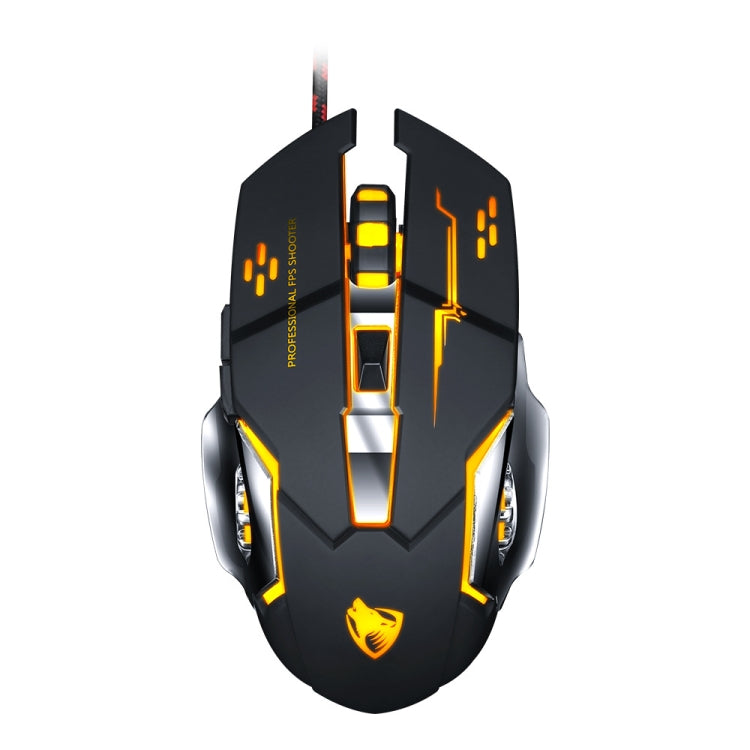 T-WOLF V6 USB Interface 6-Buttons 3200 DPI Wired Mouse Gaming Mechanical Macro Programming 7-Color Luminous Gaming Mouse, Cable Length: 1.5m, Macro Definition Audio Version Black Silver, Macro Definition Audio Version Iron Gray                         ...