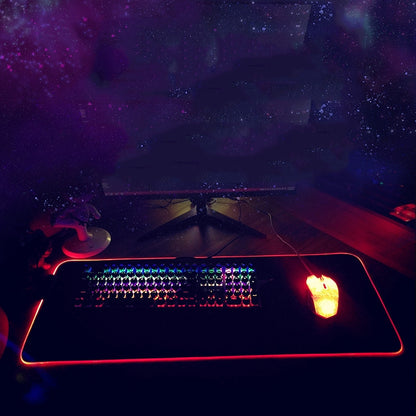 F-01 Rubber Thermal Transfer RGB Luminous Non-Slip Mouse Pad, 260x390x3mm, 260x390x4mm