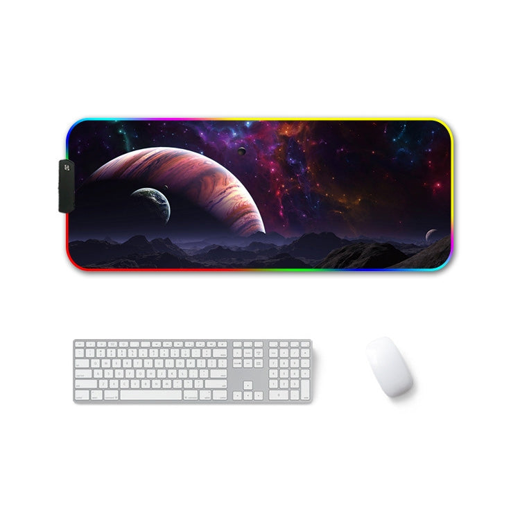 F-01 Rubber Thermal Transfer RGB Luminous Non-Slip Mouse Pad, 350x600x3mm, 350x600x4mm