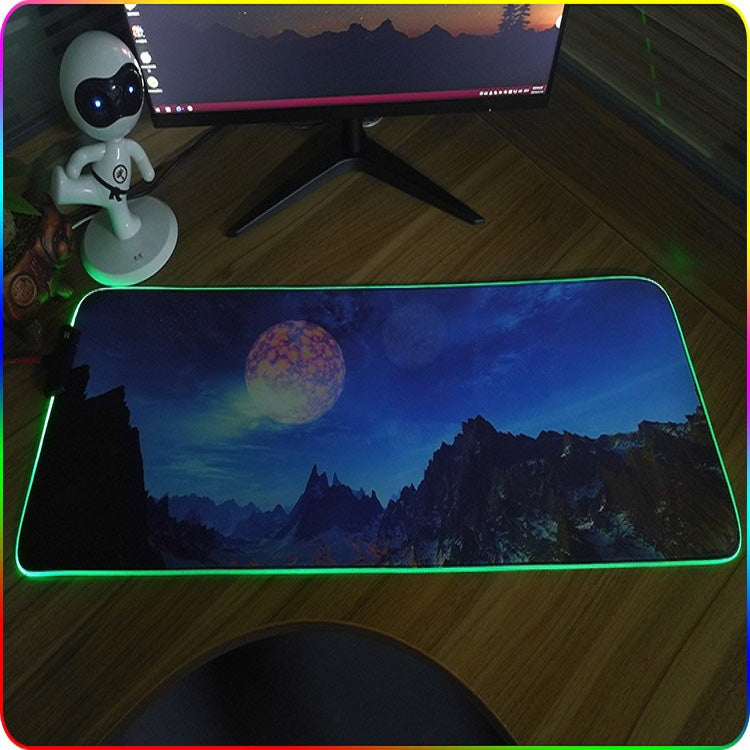 F-01 Rubber Thermal Transfer RGB Luminous Non-Slip Mouse Pad, 350x900x3mm, 350x900x4mm