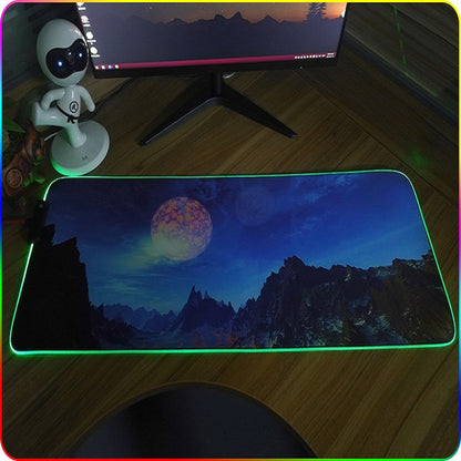 F-01 Rubber Thermal Transfer RGB Luminous Non-Slip Mouse Pad, 350x900x3mm, 350x900x4mm