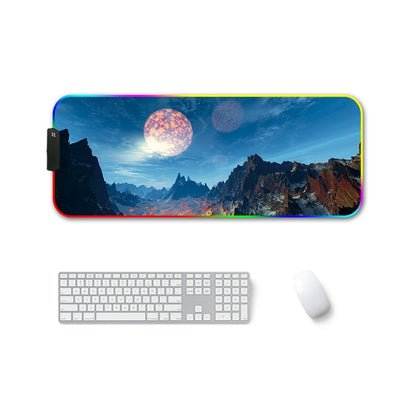 F-01 Rubber Thermal Transfer RGB Luminous Non-Slip Mouse Pad, 350x900x3mm, 350x900x4mm