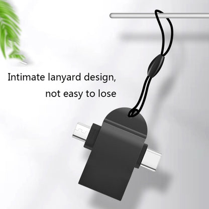 10 PCS LI-09 USB 3.0 Female to USB-C / Type-C + Micro USB Male Multi-Function OTG Adapter with Lanyard
