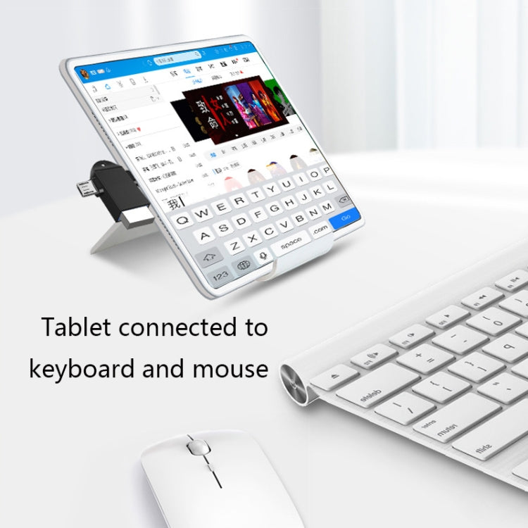 10 PCS LI-09 USB 3.0 Female to USB-C / Type-C + Micro USB Male Multi-Function OTG Adapter with Lanyard