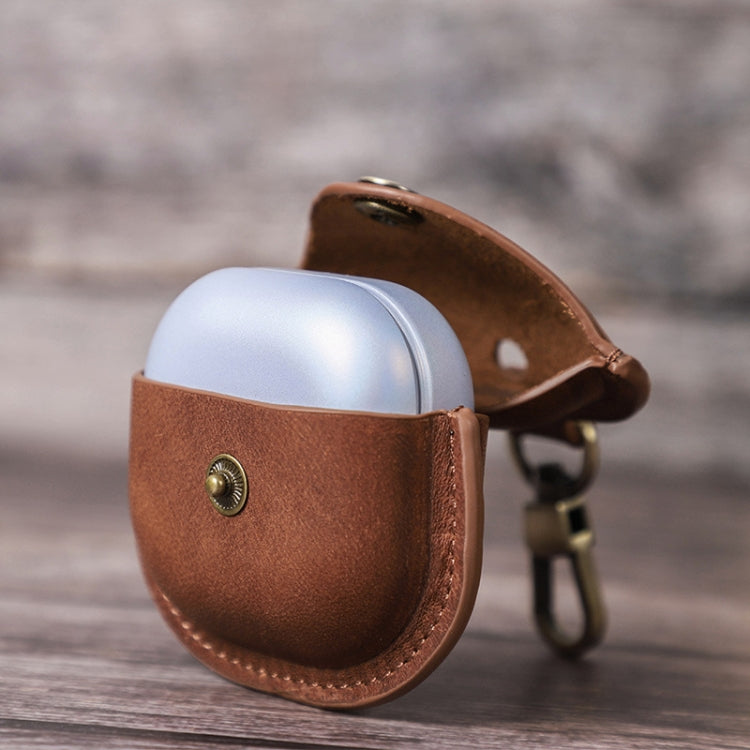 CONTACTS FAMILY CF1119 Pro For Galaxy Buds Pro Crazy Horse Texture Clamshell Earphone Protective Leather Case with Hook