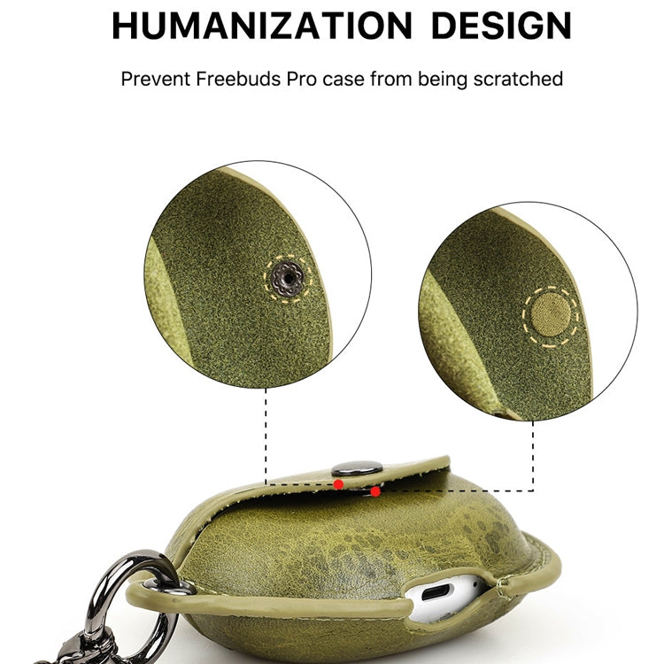 CONTACTS FAMILY CF1123B for Huawei FreeBuds Pro Leather Protective Case with Necklace Lanyard, Black, Red, Blue, Green