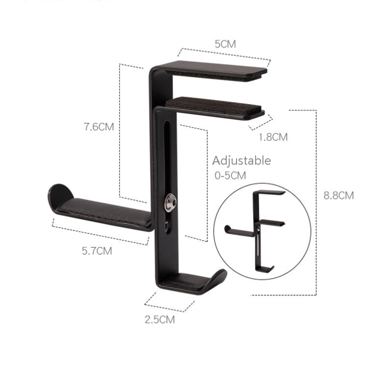 JD039 Metal Clip Earphone Holder Desktop Headset Hook, White, Black