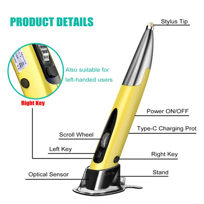 PR-A18 2.4G Charge Mouse Pen Handwritten Glow Wireless Mouse Pen, Yellow, Red, Purple, Green, Blue, Silver Gray