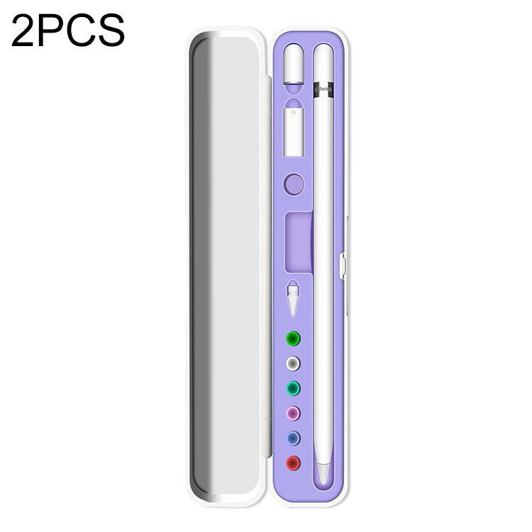 2 PCS Silicone Stylus Storage Box For Apple Pencil 1 / 2, Sky Blue, Night Green, Graphite Black, Tender Green, Cloves Purple, Sea Blue