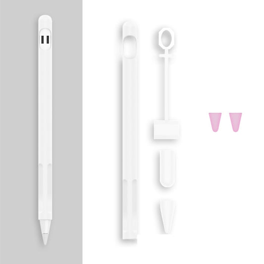 2 Sets 4 In 1 Stylus Silicone Protective Cover + Anti-Lost Rope + Double Pen Nip Cover Set For Apple Pencil 1