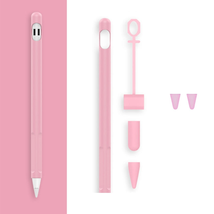 2 Sets 4 In 1 Stylus Silicone Protective Cover + Anti-Lost Rope + Double Pen Nip Cover Set For Apple Pencil 1