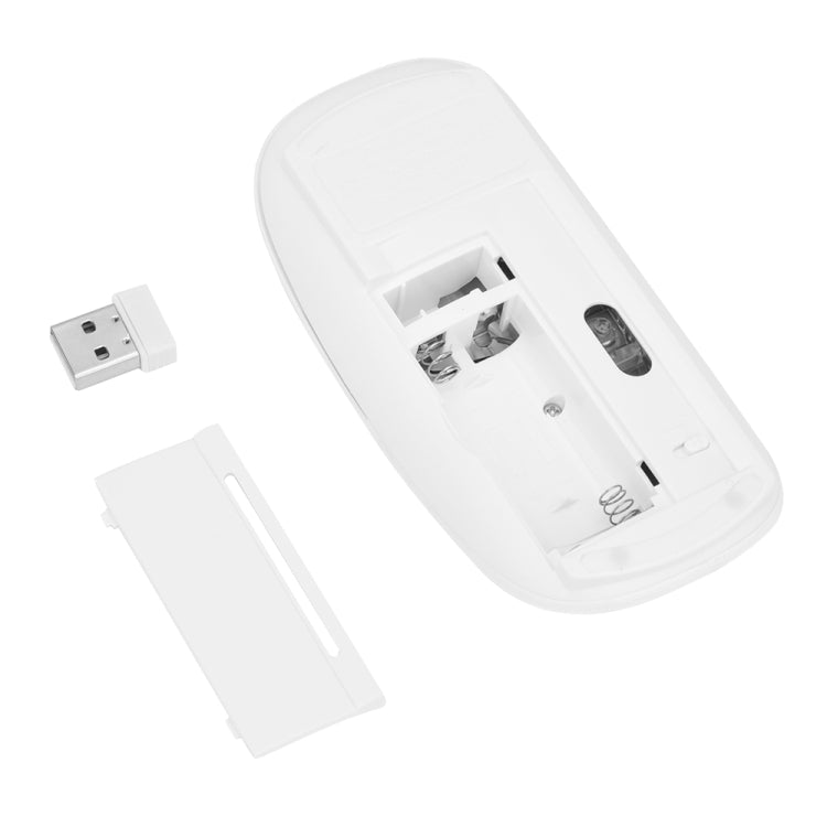 MF-822 2.4G Wireless Mouse 4 Keys Mute Office Ultra-Thin Mouse, White, Black