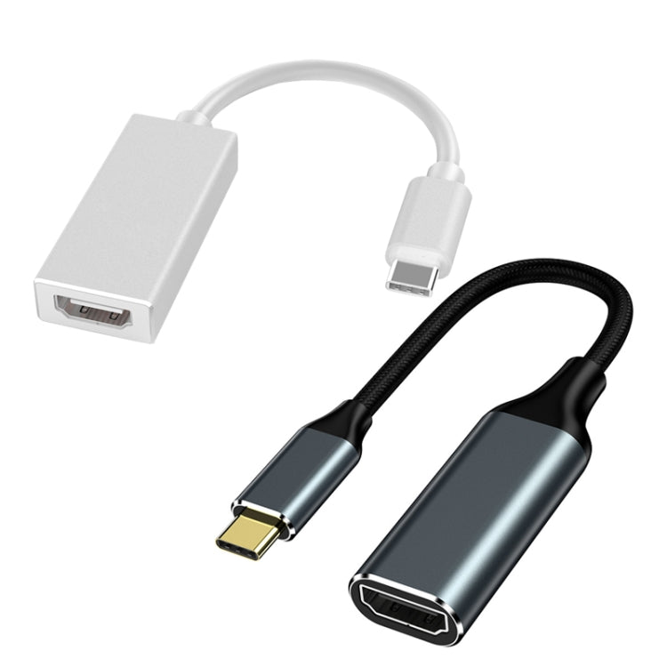 HW-TC01A USB 3.1 Type-C To HDMI Adapter Cable For Computer Phone Projectior, Silver, Black