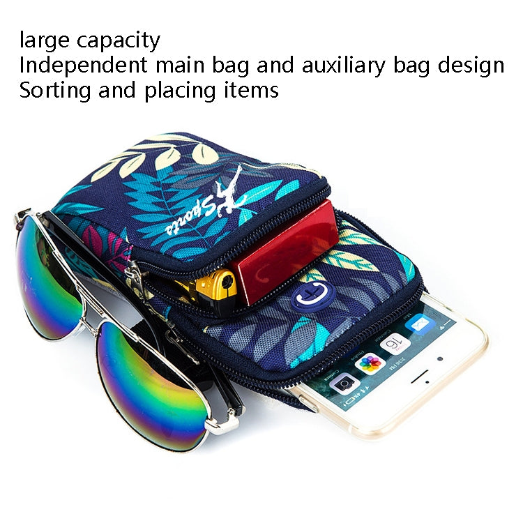 2 PCS B026 Running Mobile Phone Arm Bag Sports Yoga Mobile Phone Bag, Specification：, Small (Leaves Blue), Large (Leaves Blue), Small (Leaves Orange), Large (Leaves Orange)