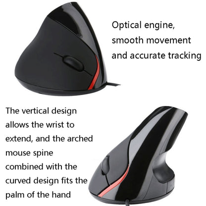 JSY-12 5 Keys USB Wired Vertical Mouse Ergonomic Wrist Brace Optical Mouse, Purple, Blue, Black, Silver Gray
